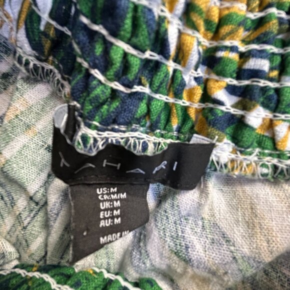 Tahari Women Tropical Leaf Print Linen Blend Elastic Waist Wide Leg Pants Medium - Picture 3 of 10